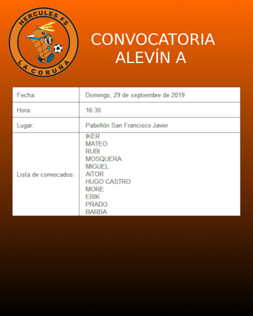 Convocatoria Alevin A